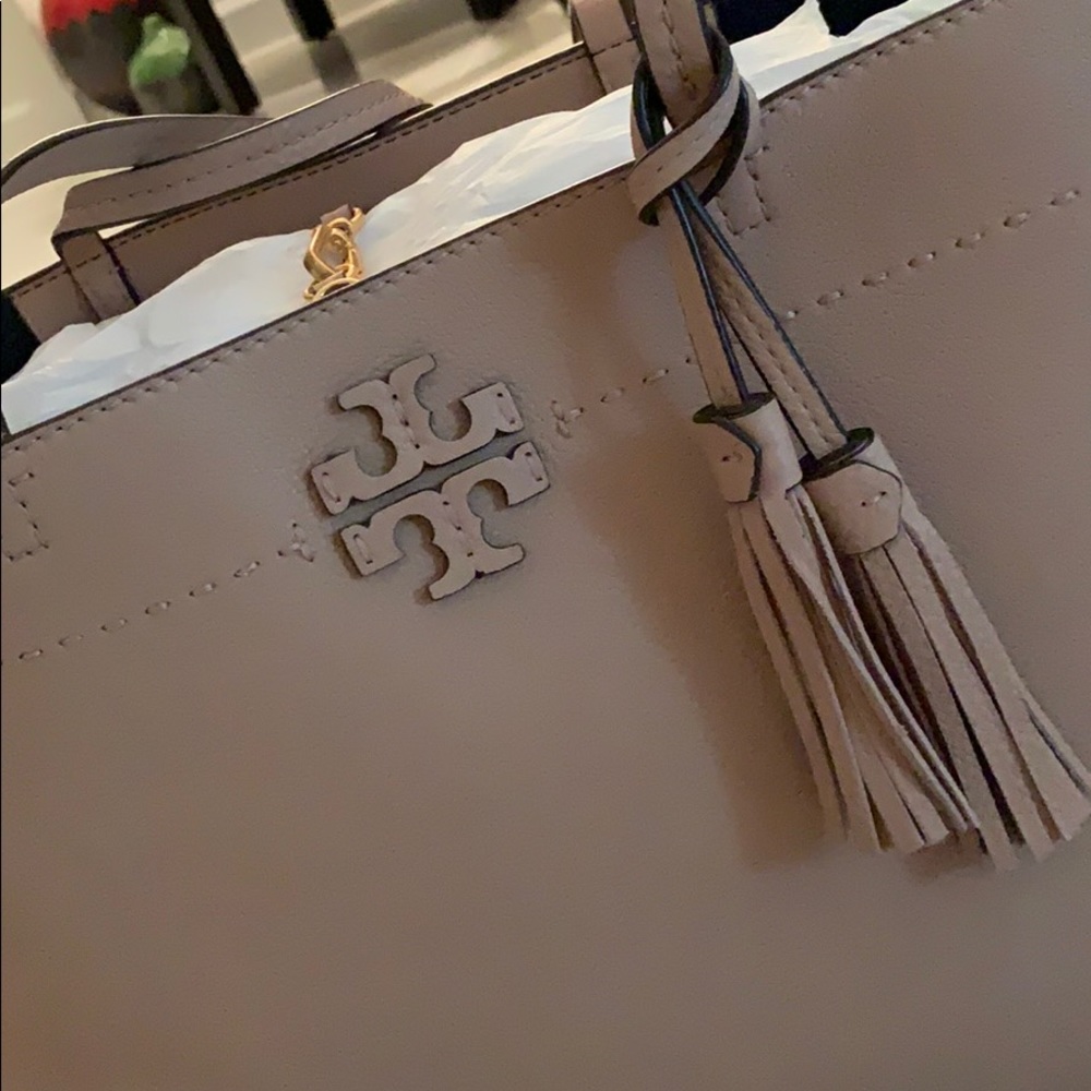 Tory Burch Blush Pink Leather Tote with Tassel - Picture 2 of 6